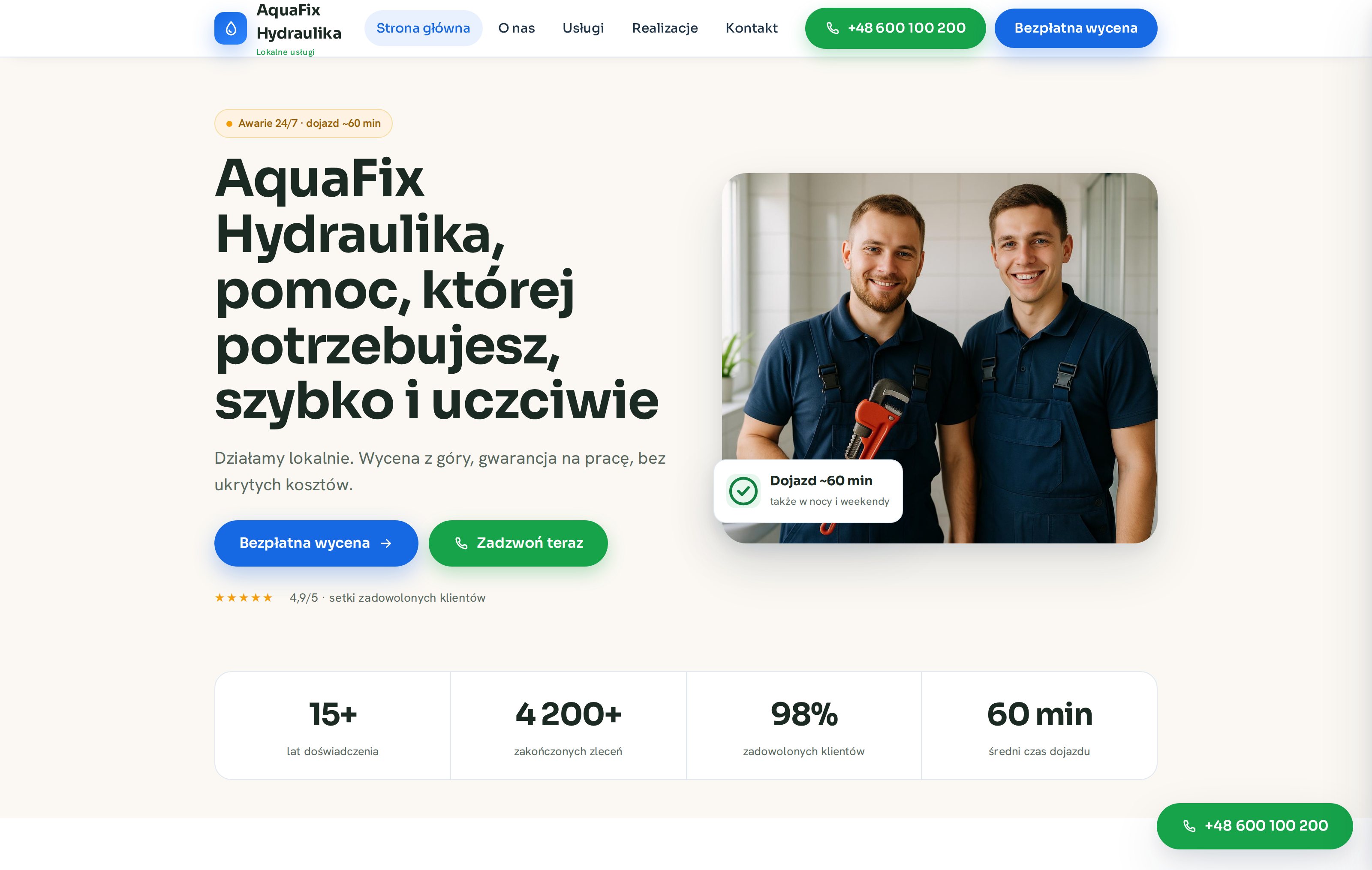 Wersja podstawowa: cała oferta na jednej przewijanej stronie