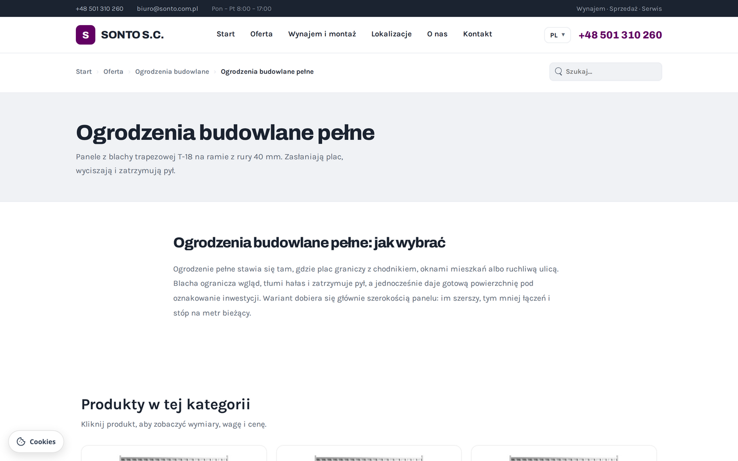 Podstrona usługi w wersji rozszerzonej