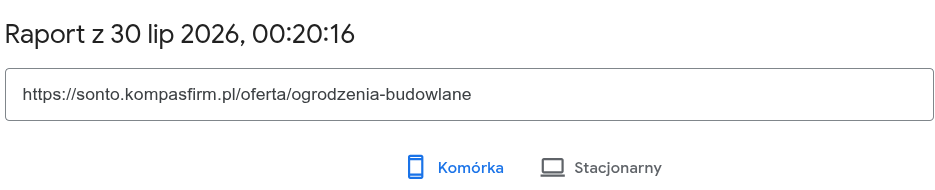 Nagłówek raportu dla podstrony oferty ogrodzeń budowlanych