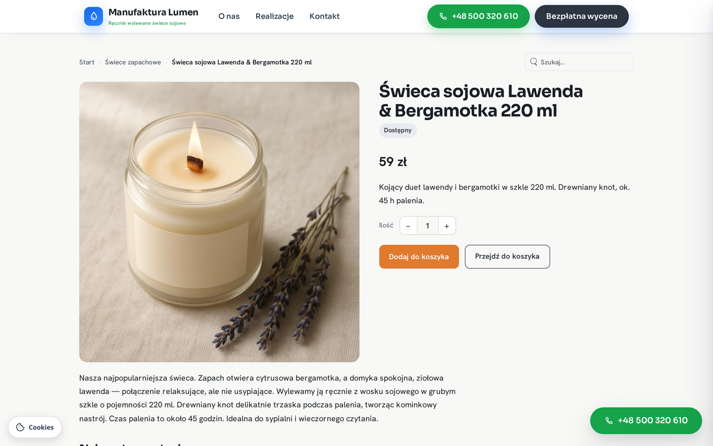 Karta produktu widziana przez klienta