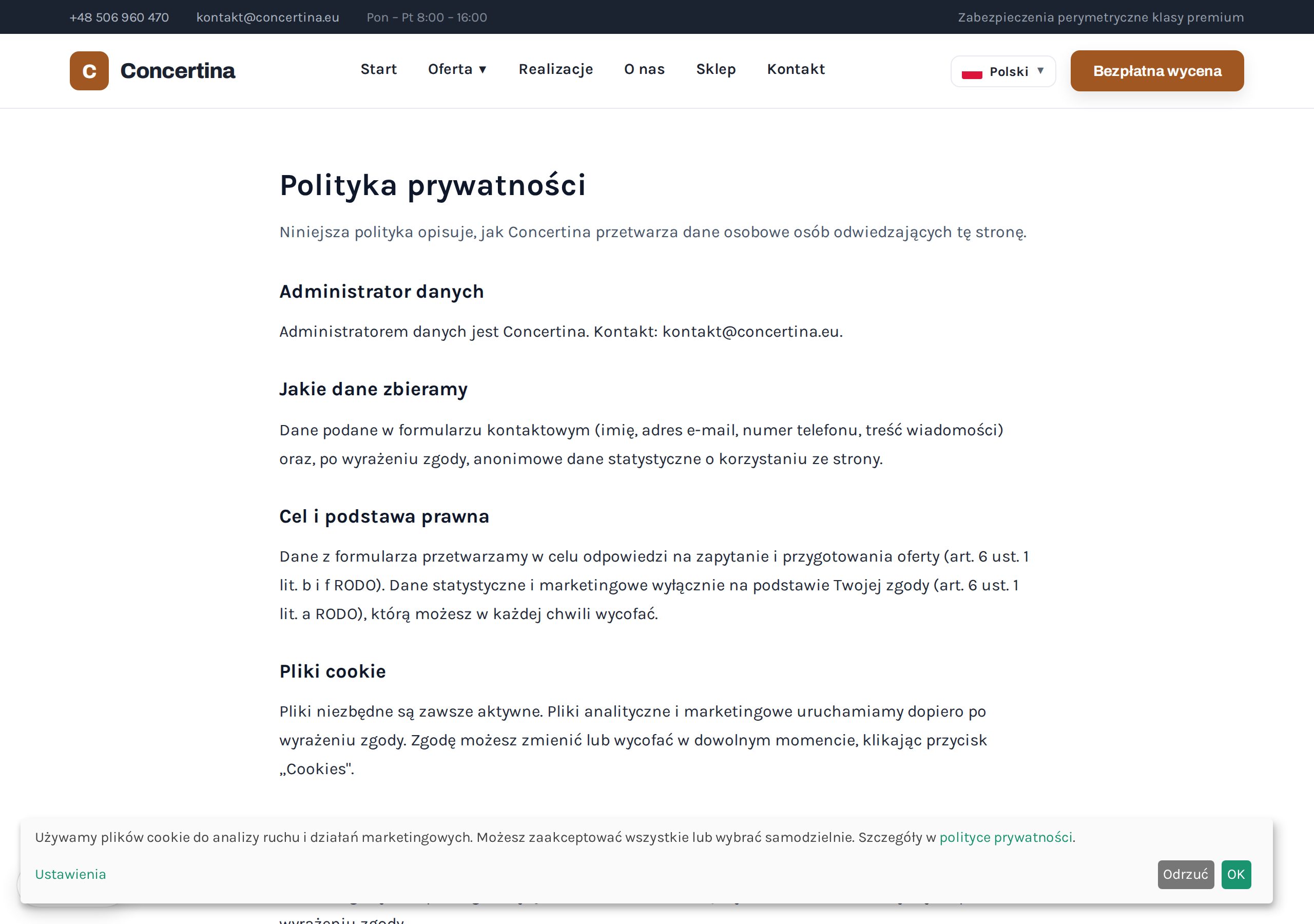 Automatyczna, zgodna z RODO polityka prywatności z danymi Twojej firmy