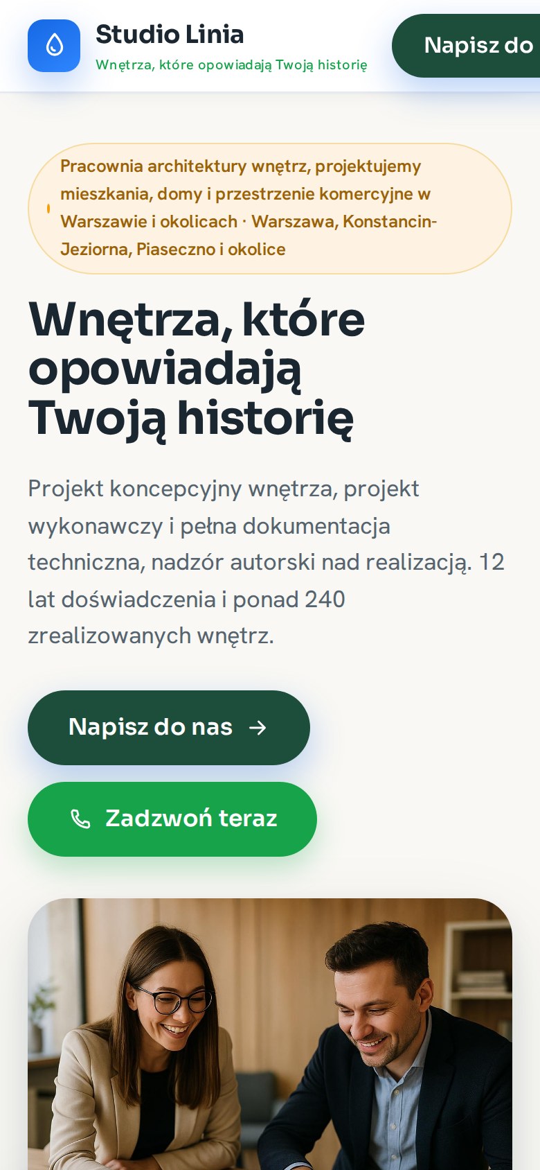 Studio Linia na telefonie, strona główna